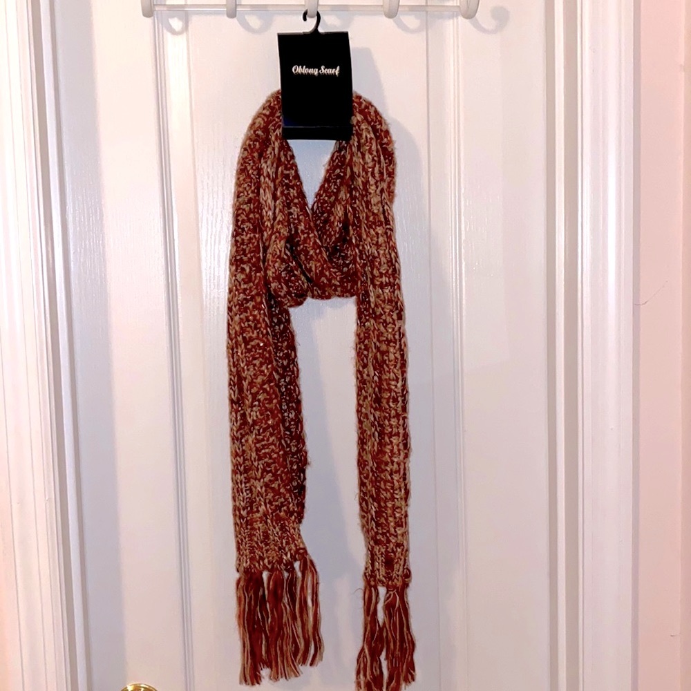 Scarf by Chico’s Oblong Multicolor warm red. NWT, Exc never worn